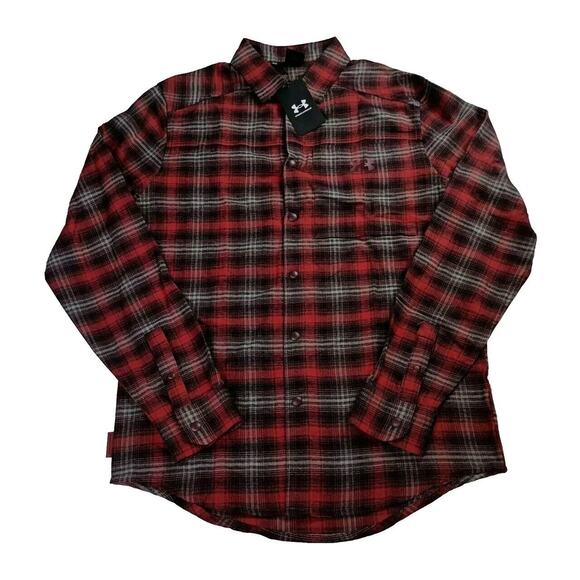 Under Armour Other - Under Armour Plaid Shirt Men's M Medium Red Tradesman Flex Snap Flannel Fitted